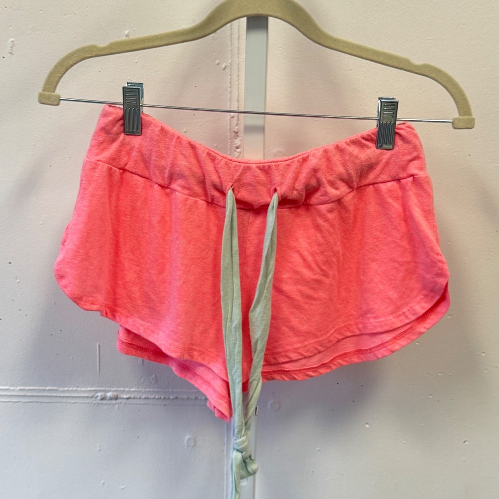 Eberjey Neon Pink Heathered Lounge Shorts Small Drawstring Dolphin Hem Sleepwear